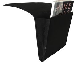 QUVIO Bed organizer - Opbergzak - Opbergvak - Opbergdoos - Opbergtas voor volwassenen - Opbergen van tijdschriften - Opbergbox - Organizer - Voor aan bed of bank - Vilten - 10 x 27 x 22 cm- Zwart