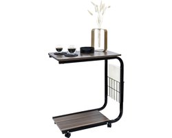 QUVIO Bijzettafel op wieltjes / Bijzettafel / Eetkamer bijzettafel / Woonkamer bijzettafel / Bijzettafeltje / Tafel - 30 x 51 x 56 cm (lxbxh)