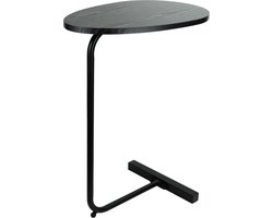 QUVIO Bijzettafel - Ovaal - Banktafel - Bijzettafeltje - Bijzettafeltjes - Modern - Laptoptafel - Zwart - Hout - 30 x 45 x 60 cm