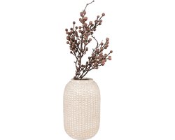 QUVIO Bolletjes vaas – Bloemenvaas keramiek – Keramische beige vaas – Decoratieve vaas voor droogbloemen – Japandi – Hoogte 25,5 cm