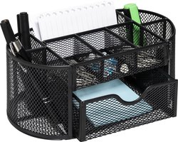 QUVIO Bureau organizer / Bureau accessoires / Bureau organizer pennenbak / Desk organizer / Pennenbak / Pennenbakje / Pennenhouder - 9 vakken - Staal