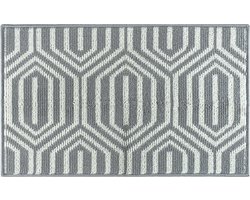 QUVIO Deurmat - Retro - Grijs - Wit - Voor binnen - Vloerkleed - Droogloopmat - Deurmat met print - 50 x 81 cm