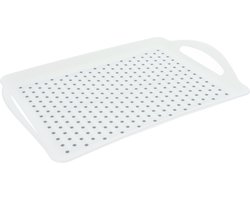 QUVIO Dienblad - Anti-slip - Met handvaten - Met anti-slip noppen - Rechthoek - Kunststof - Wit - 28 x 41,5 x 5 cm