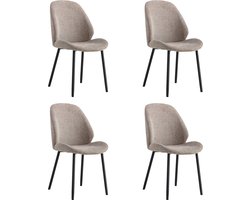 QUVIO Eetkamerstoelen Lola - Eetkamerstoel - Grijze stoel - Polyester - Staal - Grijs - Set van 4