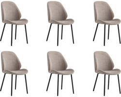 QUVIO Eetkamerstoelen Lola - Eetkamerstoel - Grijze stoel - Polyester - Staal - Grijs - Set van 6