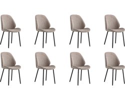 QUVIO Eetkamerstoelen Lola - Eetkamerstoel - Grijze stoel - Polyester - Staal - Grijs - Set van 8