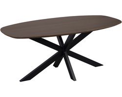 QUVIO Eettafel Sofia - Deens Ovaal - 180 x 90 cm - Stalen kruispoot - FSC® gecertificeerd mangohout - Walnoot bruin