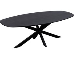 QUVIO Eettafel Sofia - Deens ovaal - 220x110 cm - Stalen kruispoot - FSC®-gecertificeerd mangohout - Zwart