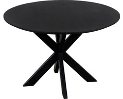 QUVIO Eettafel Sofia - Rond - Ø120 - Stalen kruispoot - FSC®-gecertificeerd mangohout - Zwart