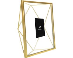 QUVIO Fotolijst - Fotoalbum - Fotoboek - Foto - Fotokader - Fotolijstje voor 1 - Fotolijsten - Fotohouder - Woonaccessoires  - Staand - Staal - Hexagon - 17,5 x 23 cm (bxh) - Goud