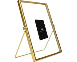 QUVIO Fotolijst - Fotoalbum - Fotoboek - Foto - Fotokader - Fotolijstje voor 1 - Fotolijsten - Fotohouder - Woonaccessoires  - Staand - Staal - Rechthoek - 17,5 x 23 cm (bxh) - Goud
