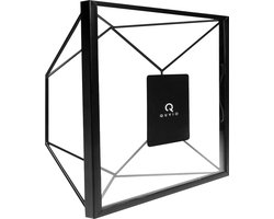 QUVIO Fotolijst - Fotoalbum - Fotoboek - Foto - Fotokader - Wanddecoratie - Fotolijst - Fotolijsten voor 1 - Fotolijstje - Hexagon - Vierkant - Staal - Glas - 6,5 x 15 x 15 cm (lxbxh) - Zwart