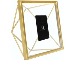 QUVIO Fotolijst - Fotoalbum - Fotoboek - Foto - Fotokader - Wanddecoratie - Fotolijst - Fotolijsten voor 1 - Fotolijstje - Hexagon - Vierkant - Staal - Glas - 15 x 15 cm (bxh) - Goud