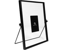 QUVIO Fotolijst - Fotoboek - Fotoalbum - Foto - Fotokader - Wanddecoratie - Fotolijstje - Fotolijst voor 1 - Modern - Staand - Vierkant - Glas - Metaal - 15 x 20 cm (bxh) - Zwart