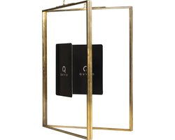 QUVIO Fotolijst - Fotokader - Fotoboek - Fotoalbum - Wanddecoratie - Fotolijst voor 2 - Fotolijsten - Vouwlijst - Staand - Rechthoek - Glas - Metaal - 15 x 20,5 cm (bxh) - Goud