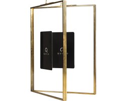 QUVIO Fotolijst - Fotokader - Fotoboek - Fotoalbum - Wanddecoratie - Fotolijst voor 2 - Fotolijsten - Vouwlijst - Staand - Rechthoek - Glas - Metaal - 13 x 18 cm (bxh) - Goud