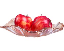 QUVIO Glazen fruitschaal bloemvorm - Geplooid glas - Decoratieve schaal - Voor fruit - Woondecoratie - Organisch design - Japandi - Bruin