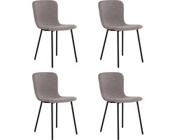 QUVIO Grijze eetkamerstoelen Logan - Eetkamerstoel - Eetstoel grijs - Eetkamer stoelen - Polyester - Staal - Lichtgrijs - Set van 4