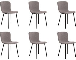 QUVIO Grijze eetkamerstoelen Logan - Eetkamerstoel - Eetstoel grijs - Eetkamer stoelen - Polyester - Staal - Lichtgrijs - Set van 6