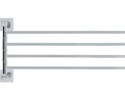 QUVIO Handdoekenrek - Met 4 armen - Handdoekhouder - Hangend - 4 stangen - Voor aan de wand - Met schroeven - Verticaal - 44,5 cm - RVS - Zilver