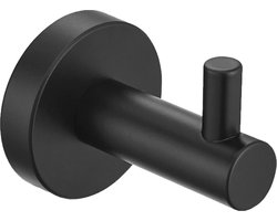 QUVIO Handdoekhaak - Handdoekhouder - Handdoekenrek voor aan de muur - Handdoekrek inclusief schroeven - Handdoekrek badkamer - Handdoekhaakjes - Vaatdoekhouder rond - Haakje modern - 1 Stuk - Staal - Diameter 5 cm - Zwart