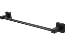 QUVIO Handdoekhouder - Handdoek stang - Handdoekenrek - Hangend handdoekrek - Handdoekenhouder - Vaatdoekhouder voor aan de muur - 1 leg stang - Inclusief schroeven - Metaal - 6 x 61,5 x 4,5 cm (lxbxh) - Zwart