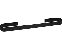 QUVIO Handdoekhouder platte stang met ronding - Handdoekrek - handdoekstang - Handdoekrek Badkamer - Badkameraccessoires - Zwart - 45 cm