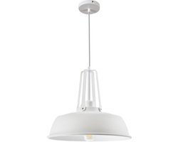 QUVIO Hanglamp industrieel / Plafondlamp / Sfeerlamp / Leeslamp / Eettafellamp / Verlichting / Slaapkamer lamp / Slaapkamer verlichting / Keukenverlichting / Keukenlamp - Bolvormige kap - Diameter 35 cm - Wit