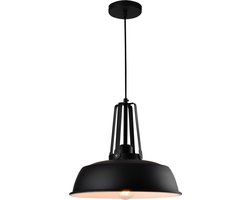 QUVIO Hanglamp industrieel / Plafondlamp / Sfeerlamp / Leeslamp / Eettafellamp / Verlichting / Slaapkamer lamp / Slaapkamer verlichting / Keukenverlichting / Keukenlamp - Bolvormige kap - Diameter 35 cm - Zwart