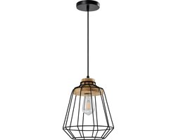 QUVIO Hanglamp landelijk - Lampen - Plafondlamp - Verlichting - Verlichting plafondlampen - Keukenverlichting - Lamp - Draadlamp - E27 Fitting - Met 1 lichtpunt - Voor binnen - Metaal - D 25 cm - Zwart