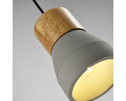 QUVIO Hanglamp landelijk - Lampen - Plafondlamp - Verlichting - Verlichting plafondlampen - Keukenverlichting - Lamp - E27 Fitting - Met 1 lichtpunt - Voor binnen - Beton - Hout - Metaal - D 13 cm - Grijs