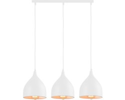 QUVIO Hanglamp modern - Hanglampen eetkamer - Lampen - Plafondlamp - Verlichting - Keukenverlichting - Lamp - E27 - Met 3 Lichtpunten - Voor binnen - 17 x 60 x 19 cm (lxbxh) - Wit