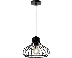 QUVIO Hanglamp modern - Lampen - Plafondlamp - Leeslamp - Verlichting - Verlichting plafondlampen - Keukenverlichting - Lamp - Draadlamp - D 22 cm - Zwart