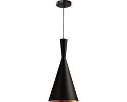 QUVIO Hanglamp modern / Plafondlamp / Sfeerlamp / Leeslamp / Eettafellamp / Verlichting / Slaapkamer lamp / Slaapkamer verlichting / Keukenverlichting / Keukenlamp - Kegel met koperen binnenkant - Diameter 18,5 cm
