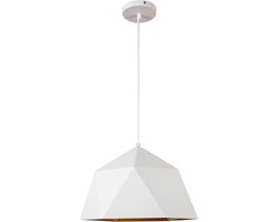 QUVIO Hanglamp modern / Plafondlamp / Sfeerlamp / Leeslamp / Eettafellamp / Verlichting / Slaapkamer lamp / Slaapkamer verlichting / Keukenverlichting / Keukenlamp - Hoekig design - Diameter 33 cm - Wit