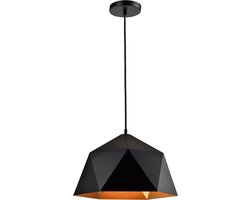 QUVIO Hanglamp modern / Plafondlamp / Sfeerlamp / Leeslamp / Eettafellamp / Verlichting / Slaapkamer lamp / Slaapkamer verlichting / Keukenverlichting / Keukenlamp - Hoekig design - Diameter 33 cm - Zwart