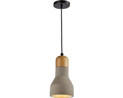 QUVIO Hanglamp modern / Plafondlamp / Sfeerlamp / Leeslamp / Eettafellamp / Verlichting / Slaapkamer lamp / Slaapkamer verlichting / Keukenverlichting / Keukenlamp - Bolvormig hout en beton - Diameter 11,5 cm