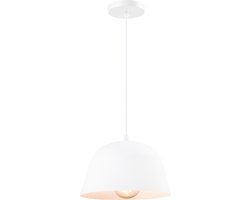 QUVIO Hanglamp retro - Lampen - Plafondlamp - Verlichting - Keukenverlichting - Lamp - Simplistisch design - E27 Fitting - Voor binnen - Met 1 lichtpunt - Aluminium - Metaal - D 30 cm - Wit