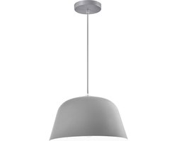 QUVIO Hanglamp retro - Lampen - Plafondlamp - Verlichting - Keukenverlichting - Lamp - Simplistisch design - E27 Fitting - Voor binnen - Met 1 lichtpunt - Aluminium - Metaal - D 30 cm - Grijs en wit