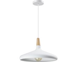 QUVIO Hanglamp-Scandinavisch - Lampen - Plafondlamp -Voor binnen- Met 1 lichtpunt - Verlichting plafondlampen - Keukenverlichting - Lamp - Houten kop - Diameter 38 cm - Wit