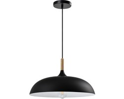 QUVIO Hanglamp Scandinavisch - Lampen - Voor binnen - Plafondlamp - Met 1 lichtpunt - Verlichting - Verlichting plafondlampen - Keukenverlichting - Lamp - Rustieke vorm - Diameter 45 cm - Zwart