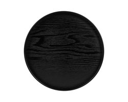 QUVIO Houten dienblad rond - Dienblad - Dienbladen - Decoratieve dienbladen - Design presenteerblad - Sierschaal - Decoratieschaal - Tapasplank - Serveerschaal - Kaarsenplateau - Hout - Diameter 33 cm - Zwart