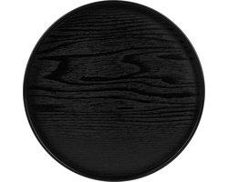 QUVIO Houten dienblad rond - Dienblad - Dienbladen - Decoratieve dienbladen - Design presenteerblad - Sierschaal - Decoratieschaal - Tapasplank - Serveerschaal - Kaarsenplateau - Hout - Diameter 36 cm - Zwart