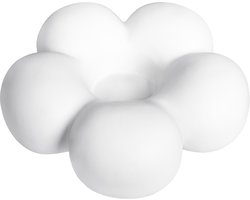 QUVIO Kandelaar bloemvorm - Groot - Kaarsenhouder - Kaarsenstandaard - Kaarsenonderzetter - Woonaccessoire - Decoratieve accessoire - Keramiek - ø14cm - Wit