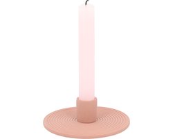 QUVIO Kandelaar - Kaarsenhouder - Kaarsenstandaard - Woonaccessoires - Decoratieve accessoires - Scandinavisch - Keramiek - Rond - Terra Cotta - 12 x 12 x 4 cm