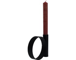 QUVIO Kandelaar - Kaarsenhouder - Tafel kaarsplateau - Kaarsen - Kaarsenplateau - Kaarshouder voor 1 kaars - Kandelaars voor binnen - Kaarsen en houders - Diameter 2,4 cm - Metaal - 2,5 x 12,5 x 10,5 cm (lxbxh) - Zwart