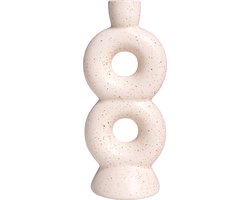 QUVIO Kandelaar - Kaarsenhouders – Kandelaren – Kandelaars - Kaarsenhouder – Kaarsenstandaard – Kandelaar gebroken wit – Kandelaar keramiek – Kaarsenhouders keramiek – Kaarsenhouders gebroken wit – Kandelaar infinity – Keramiek – Gebroken wit