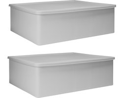 QUVIO Kast Organizer - Set van 2 - Opbergdoos - Opbergboxen - Met vakken - Lade Organizer - Opbergen - Opruimen - Kunststof - Grijs - 24 x 32 x 9 cm