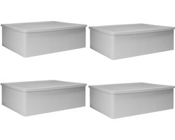 QUVIO Kast Organizer - Set van 4 - Opbergdoos - Opbergboxen - Met vakken - Lade Organizer - Opbergen - Opruimen - Kunststof - Grijs - 24 x 32 x 9 cm