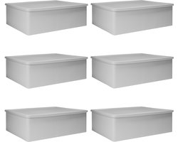 QUVIO Kast Organizer - Set van 6 - Opbergdoos - Opbergboxen - Met vakken - Lade Organizer - Opbergen - Opruimen - Kunststof - Grijs - 24 x 32 x 9 cm